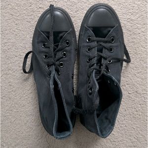 Women’s All Black Converse Hightops Size 7.5